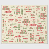 Retro Merry Christmas Jennifer Personalisiert Name Geschenkpapier (Flach)