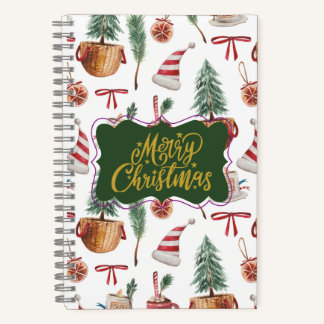 Retro Merry Christmas Journaling Notebooks Notizblock