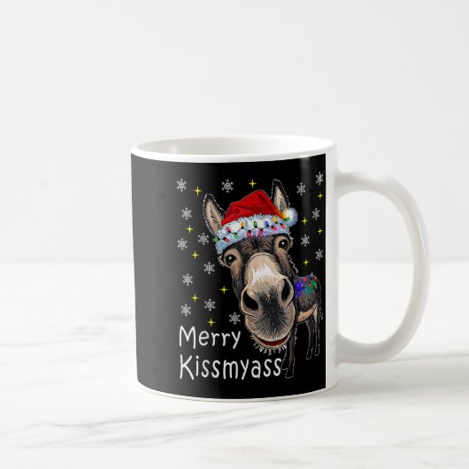 Retro Merry Christmas Light Merry Kissmy Funny  Kaffeetasse (Rechts)