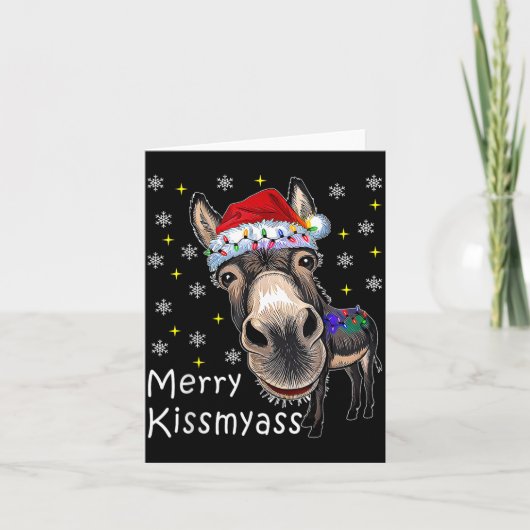 Retro Merry Christmas Light Merry Kissmy Funny Karte (Vorderseite)