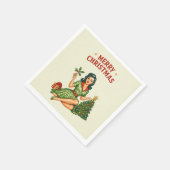 Retro Merry Christmas Pin-Up Paper Napkin Serviette (Ecke)