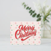 Retro Merry Christmas Postcard Feiertagspostkarte (Stehend Vorderseite)