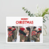 Retro Merry Christmas Red Feiertagskarte (Stehend Vorderseite)