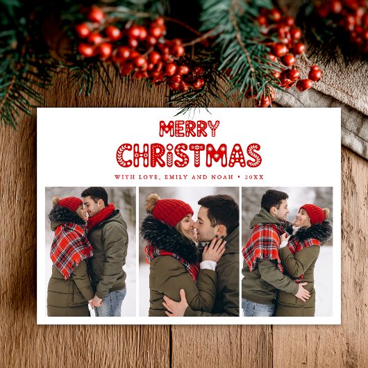 Retro Merry Christmas Red Feiertagskarte