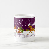 Retro Merry Christmas Santa & Reindeer Kaffeetasse (Mittel)
