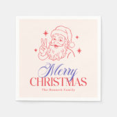 Retro Merry Christmas Santa Serviette (Vorderseite)