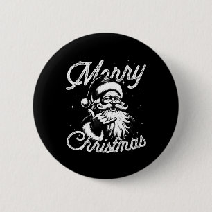 Retro Merry Christmas Santa Shaka Hawaiian Surf Sk Button