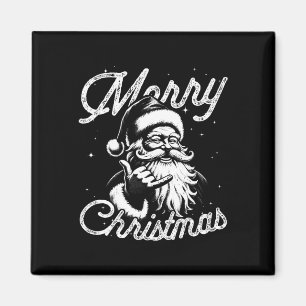 Retro Merry Christmas Santa Shaka Hawaiian Surf Sk Magnet