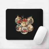 Retro Merry Christmas Santa Snowman Nutcracker Red Mousepad (Mit Mouse)