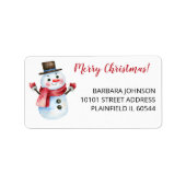 Retro Merry Christmas Snowman Rücksendeadresse Adressaufkleber (Vorne)