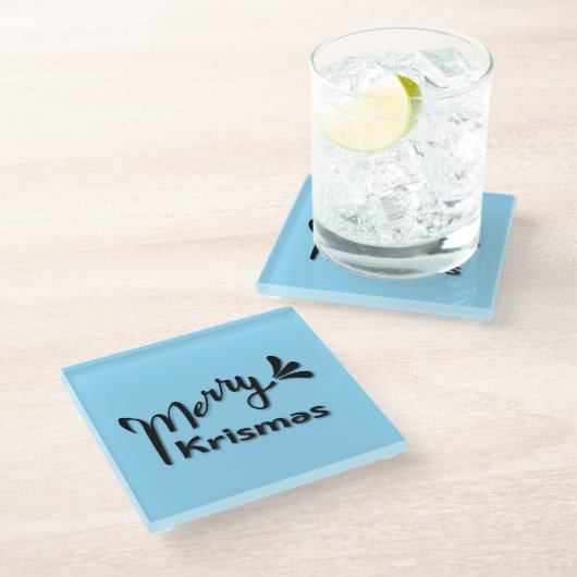 Retro Merry Christmas Style Glasuntersetzer (Schrägansicht)