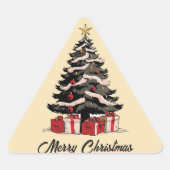 Retro Merry Christmas Tree Sticker (Vorderseite)