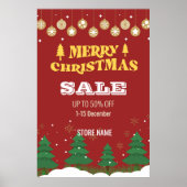 Retro Merry Christmas Trees Business Sale Ads Poster (Vorne)