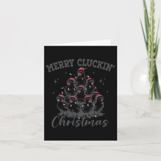 Retro Merry Cluckin Christmas Funny Chicken Santa Karte (Vorderseite)