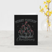 Retro Merry Cluckin Christmas Funny Chicken Santa Karte (Gelbe Blume)