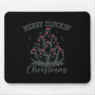 Retro Merry Cluckin Christmas Funny Chicken Santa Mousepad