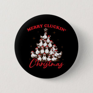 Retro Merry Cluckin Weihnachtsbaumfarm an Button