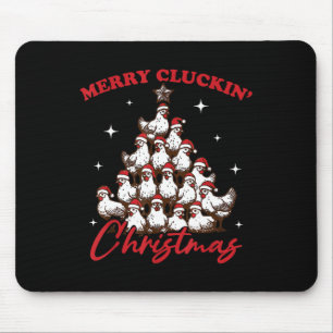 Retro Merry Cluckin Weihnachtsbaumfarm an Mousepad