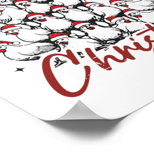 Retro Merry Cluckin Weihnachtsbaumfarm an Poster (Ecke)