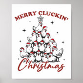 Retro Merry Cluckin Weihnachtsbaumfarm an Poster (Vorne)