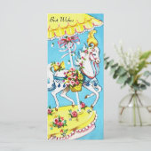 Retro Merry-Go-Round Best wünscht Geburtstagkarte (Stehend Vorderseite)