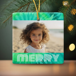 Retro MERRY - Krawatte-Dye Aquamarin - Foto - 70er Keramikornament