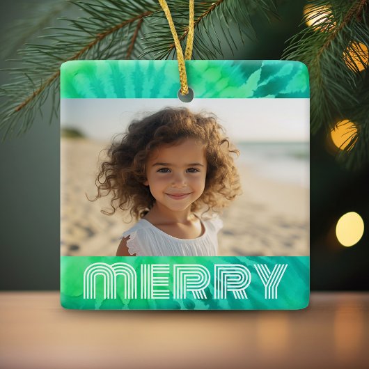 Retro MERRY - Krawatte-Dye Aquamarin - Foto - 70er Keramikornament
