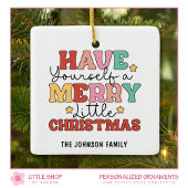 Retro Merry Little Christmas Foto Keramikornament