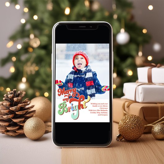 Retro Merry und Bright Foto Weihnachten