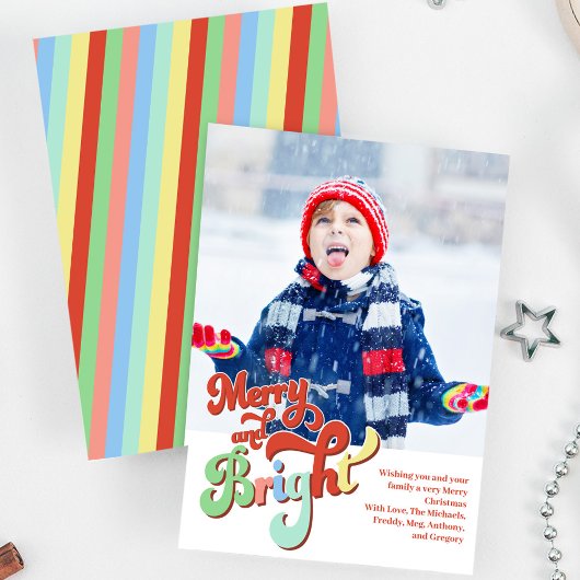 Retro Merry und Bright Foto Weihnachten