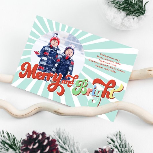 Retro Merry und Bright Foto Weihnachten