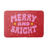Retro Merry und Bright Holiday Design Badematte (Vorderseite)