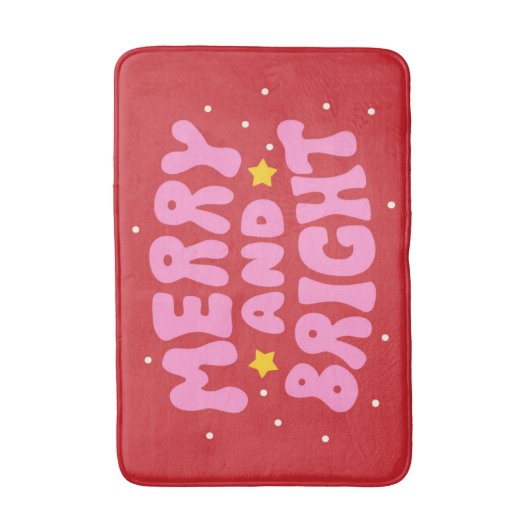 Retro Merry und Bright Holiday Design Badematte (Vorderseite Vertikal)