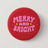 Retro Merry und Bright Holiday Design Button (Vorderseite)