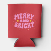 Retro Merry und Bright Holiday Design Dosenkühler (Vorderseite)