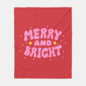 Retro Merry und Bright Holiday Design Fleecedecke (Vorderseite)