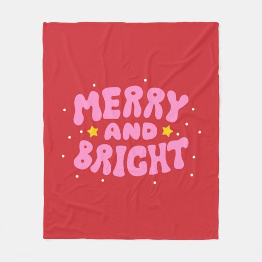 Retro Merry und Bright Holiday Design Fleecedecke (Vorderseite)