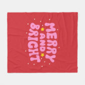 Retro Merry und Bright Holiday Design Fleecedecke (Vorderseite (Horizontal))