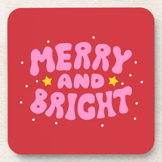 Retro Merry und Bright Holiday Design Getränkeuntersetzer (Vorderseite)