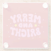 Retro Merry und Bright Holiday Design Glasuntersetzer (Rückseite)