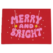 Retro Merry und Bright Holiday Design Große Geschenktüte (Vorderseite)