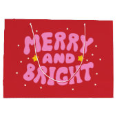 Retro Merry und Bright Holiday Design Große Geschenktüte (Rückseite)