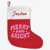Retro Merry und Bright Holiday Design Kleiner Weihnachtsstrumpf (Vorderseite)