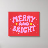 Retro Merry und Bright Holiday Design Leinwanddruck (Vorderseite)