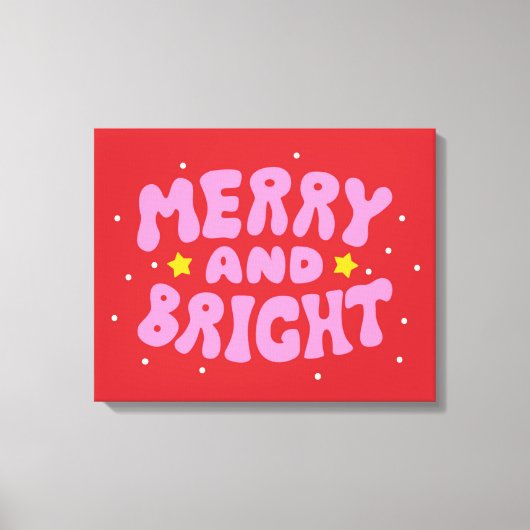 Retro Merry und Bright Holiday Design Leinwanddruck (Vorderseite)
