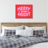 Retro Merry und Bright Holiday Design Leinwanddruck (Insitu (Schlafzimmer))