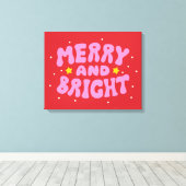 Retro Merry und Bright Holiday Design Leinwanddruck (Insitu (Holzboden))