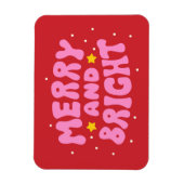 Retro Merry und Bright Holiday Design Magnet (Vertikal)