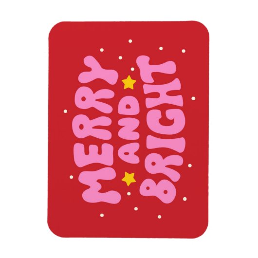 Retro Merry und Bright Holiday Design Magnet (Vertikal)
