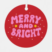 Retro Merry und Bright Holiday Design Ornament Aus Metall (Vorderseite)